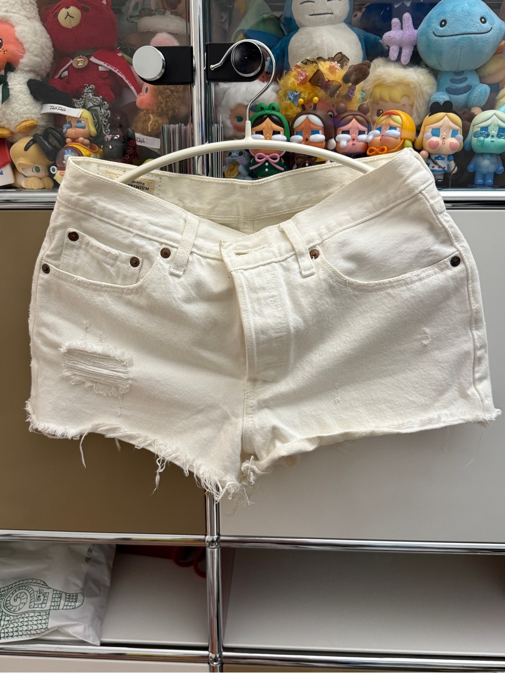 Levi’s Premium High-Rise White Distressed Denim Jean Shorts - Classic Summer Cut